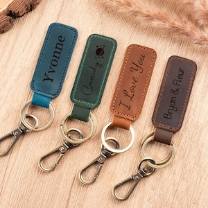 Llavero de cuero con monograma personalizado, regalo de cumpleaños, regalo para ella, regalo de cumpleaños, regalos para novios, llavero con monograma, regalo para él