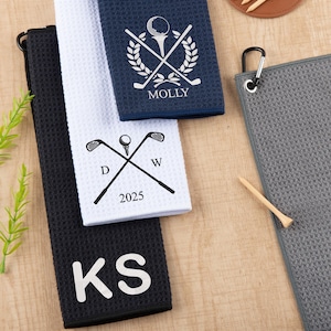 Personalized Golf Towel, Father&#39;s Day Gift, Sports Fan Towel,Boyfriend/Groomsmen Gift, Embroidered Golf Towel, Groomsmen Gift