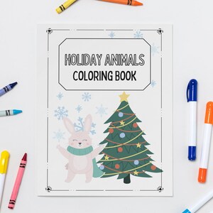 Animal Holiday Coloring Pages Bundle, Christmas Activity Sheets, Winter Animals Coloring Book, Kids Festive Printables, Instant Download