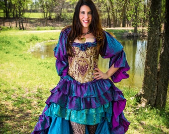 Gonna vittoriana da donna rinascimentale con orlo in pizzo a vita alta, maxi gonna elastica a vita alta medievale, gonna lunga vintage per cosplay, A1 nero., S