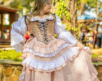 Deluxe Pink Saloon Skirt, Burgundy Skirt, Pirate Skirt, Victorian Vampire, Ballgown, Renaissance, costume, Halloween, Steampunk, Wedding
