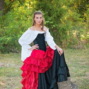 Renaissance Black Chenille Corset, Victorian, Steel Boned Corset, Pirate, Steampunk, Costume, Cosplay, Wild West