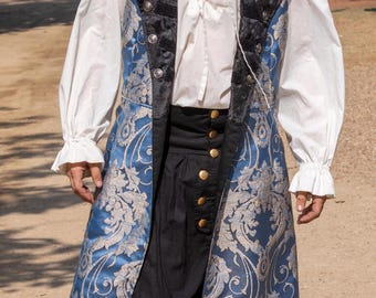 Slate Blue Pirate Jacket, Renaissance, Steampunk, Captain, Jacket
