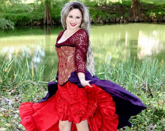 Sarah-kostuum, kostuum, jurk, heksenkostuum, geïnspireerde zussen, halloweenkostuum, korset, hemd, saloonrok