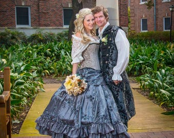 Vestido de novia, Novia inglesa, Disfraz algo azul, Boda inspirada en Cenicienta, Renacimiento, Corsé, Halloween, Bodas *ver nota de tela*