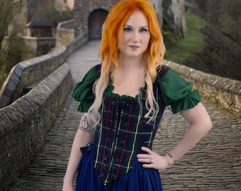 Green Short Sleeve Cotton Chemise, Steampunk, Victorian, Renaissance, Medieval, Western, Peasant Blouse, Pirate, Fairy