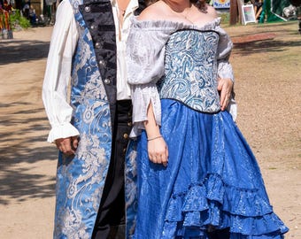 Blue and White Corset, Victorian, Steampunk, Renaissance, Pirate, Fairy, Corset