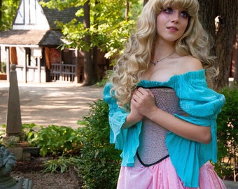 Pink Fancy Shimmer Saloon Skirt Steampunk, Renaissance, Cosplay, Fairy, Medieval, Victorian, Western, Ruffles