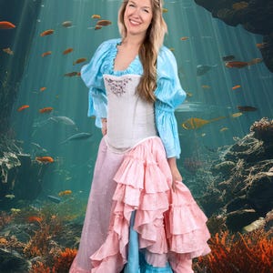 Light Pink Fancy Shimmer Saloon Skirt,  Steampunk, Renaissance, Cosplay, Fairy, Mermiad, Victorian, Pirate, Fantasy, Halloween, Skirt