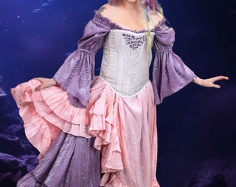 Lavander Fancy Saloon Skirt, Rapunzel, Fairy, Princess, Ruffle, Victorian, Western, Steampunk, Renaissance Festival, Light Purple, Skirt