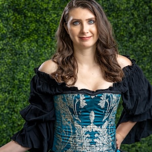 Teal and Cream Corset, Steel Boned, Steampunk, Victorian, Renaissance Festival, Ren Fair, Fairy, Wench, Pirate, Corset