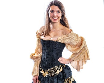 Light Gold Fancy Chemise, Beauty and the Beast, Cosplay, Steampunk, Victorian, Renaissance, Western, Peasant Blouse, Pirate, Fairy, Costume
