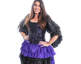 Purple Shimmer Fancy Saloon Skirt, Renaissance, Fairy, Steampunk, Medieval, Western, Victorian, Pirate,