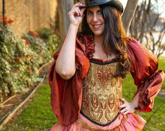 Copper and Rose Gold Corset Costumes, Steampunk