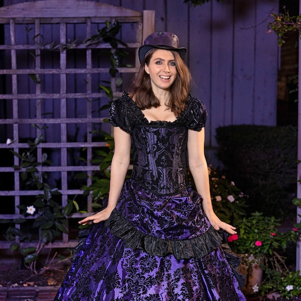 Purple and Black Haunted Mansion Deluxe Saloon Skirt (listing for one, long skirt)