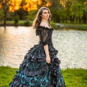 Grün und Schwarz Wilder Westen und Deluxe Saloon, Zwei Röcke, Ballkleid, Renaissance, Pirat