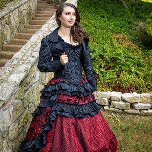 Deluxe Burgundy Saloon Skirt, Skirt, Pirate, Victorian Vampire, Ballgown, Renaissance,  Halloween, Steampunk, Wedding, Full Length Skirt