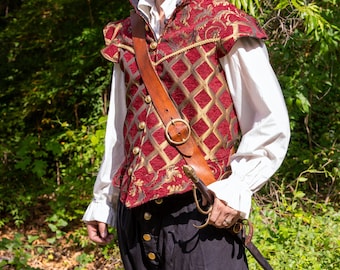 Red and Gold Renaissance Jerkin, Men's Vest