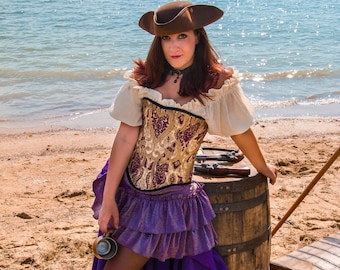 Gold and Purple Victorian Corset, Pirate, Renaissance, Renaissance Festival, Ren Fair, Faire, Costume