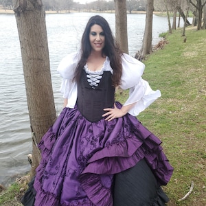 Deluxe Black Crinkle Pirate Skirt, Victorian, Vampire, Ballgown, Renaissance, Halloween, Goth, Steampunk Wedding, Dark