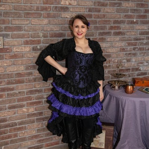 Black with Purple Ruffles Wild West Skirt, Western, Steampunk, Victorian, Pirate, Wild West World, High-Low, Renaissance
