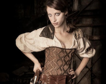 Cotton Pirate Blouse, Renaissance Peasant Top, Steampunk Chemise