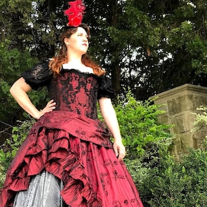 Ruby Red Bridal Dress *please see note about red fabric in description** Victorian Vampire Ballgown, Renaissance, Steampunk Wedding