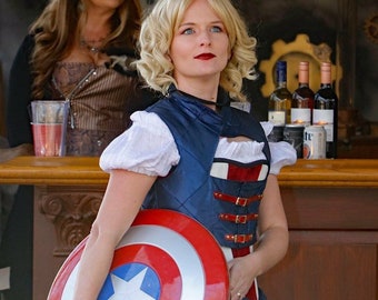 Captain America inspiriertes Steampunk Korsett, Renaissance, Steampunk, Cosplay, Superhelden