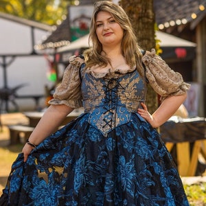 Slate Blue Pirate Corset, Front Lace, Back Lace, with Straps, Victorian, Renaissance, Elizabethan Steampunk, Corset