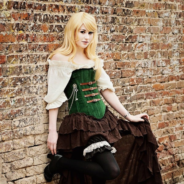 Brown Saloon Girl Skirt, Steampunk, Renaissance, Victorian, Ruffle Skirt, Costume, Western, Wild West, West World, Costume, Cosplay, Long