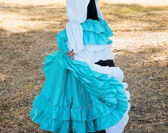 Aqua Fancy Saloon Skirts, Turquoise, Light Blue, Steampunk, Victorian, Renaissance Festival, Ren Fair, Faire, Fest, Costume, Cosplay