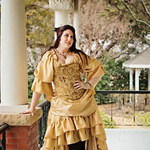 Belle Inspired Bright Gold Corset **with black bias tape unless messaged otherwise!** Beauty and the Beast, Steampunk Victorian Cosplay