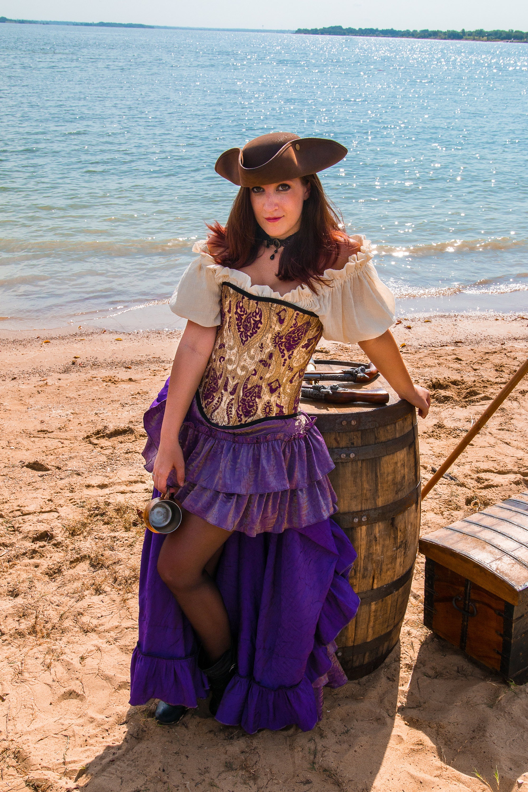 Gold and Purple Victorian Corset, Pirate, Renaissance, Renaissance