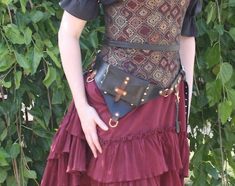 Burgundy Cotton Ruffle Skirt, Steampunk Saloon Girl Costume