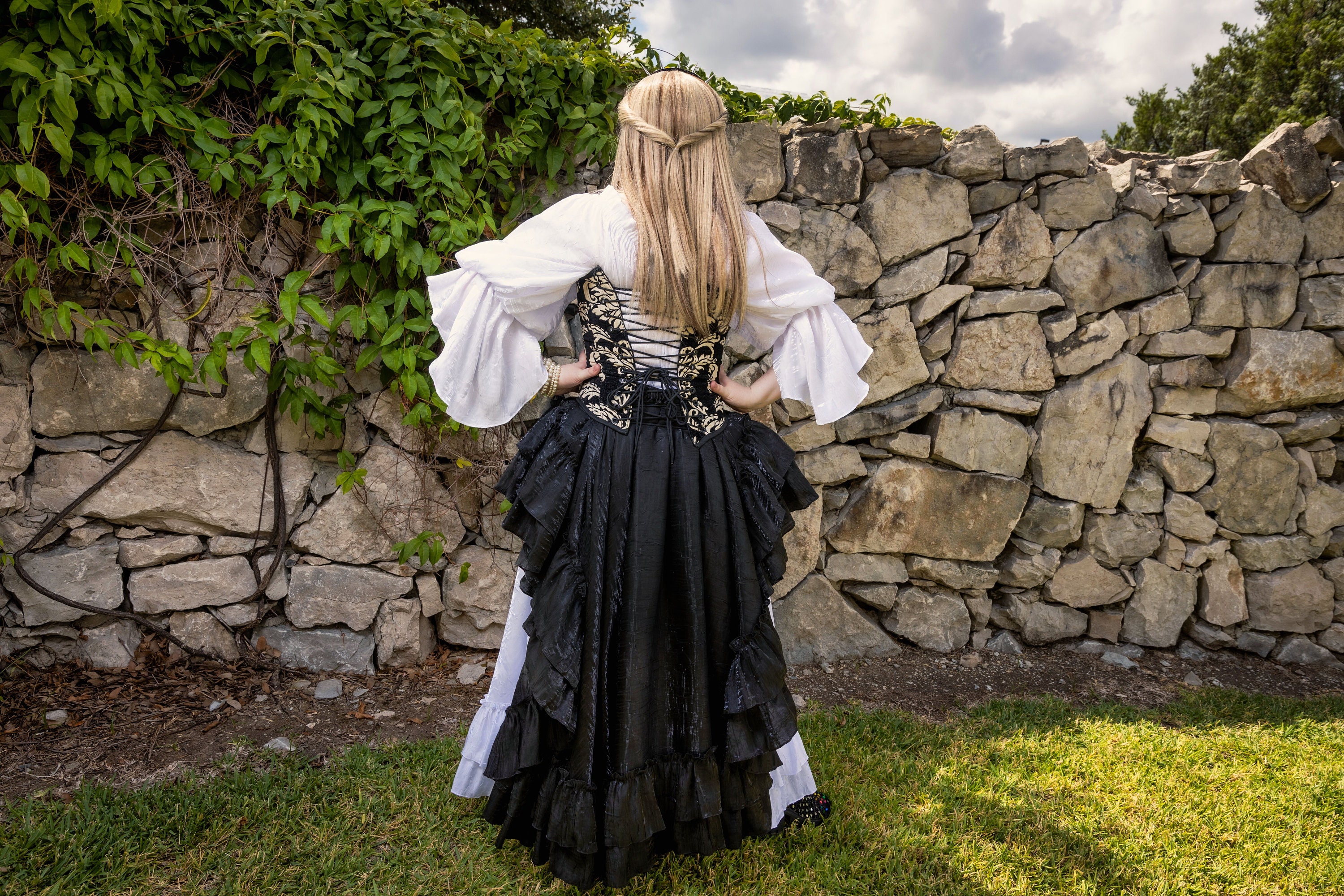 Gonna da saloon nera fantasia Steampunk Rinascimento Pirata Fata vittoriana Strega Mago Festival del Rinascimento Ren Faire Western Alto Basso Etsy Italia