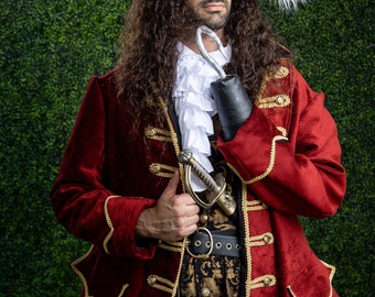 Captain Hook Costume, Pirate Vest, Captains Coat, Pirate, Cosplay, Disney, Costume, Halloween, Peter Pan,  Fairytale, Mens Costume