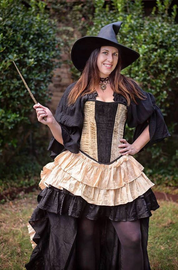 Black Fancy Chemise Witch Corset Costume in House Colors | Etsy