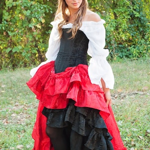 Black Fancy Saloon Girl Skirt, Steampunk, Pirate, Renaissance, Cosplay, Clothing, Costume, Long, Ruffles, Airship, Ren Fair, Festival