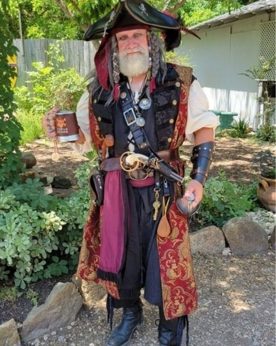 Pirate Set Adult Black Hat Waistcoat Belt Pirate Set Adult Black Hat Waistcoat Belt