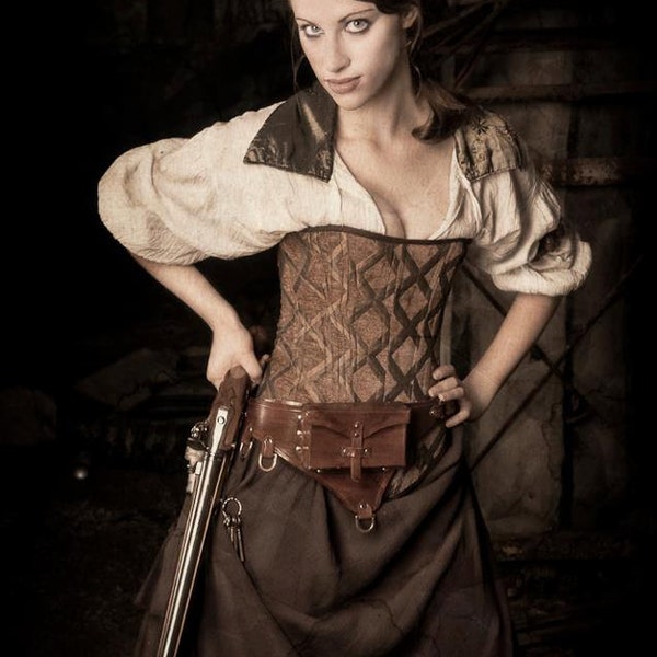 Brown Saloon Girl Skirt, Steampunk, Renaissance, Pirate, Victorian, Western, Costume