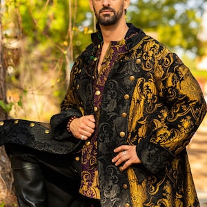 Black and Gold Captains Coat, Pirate, Renaissance, Victorian, Steampunk, Festival, Ren Fair, Faire, Medieval, Period, Historical, Airship image 3