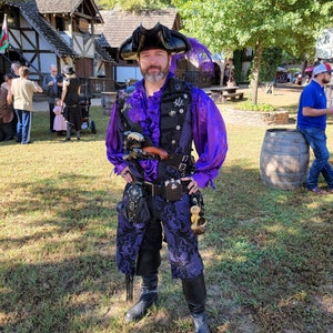 Purple and Black Pirate Jacket with Black Lapels, Steampunk, Airship Captain, NeoVictorian, Victorian, Gentleman, Gentelmen, Pirate image 1