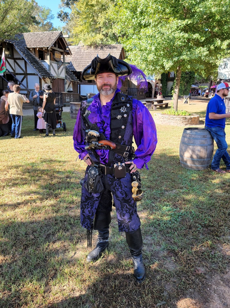 Purple and Black Pirate Jacket with Black Lapels, Steampunk, Airship Captain, NeoVictorian, Victorian, Gentleman, Gentelmen, Pirate image 1