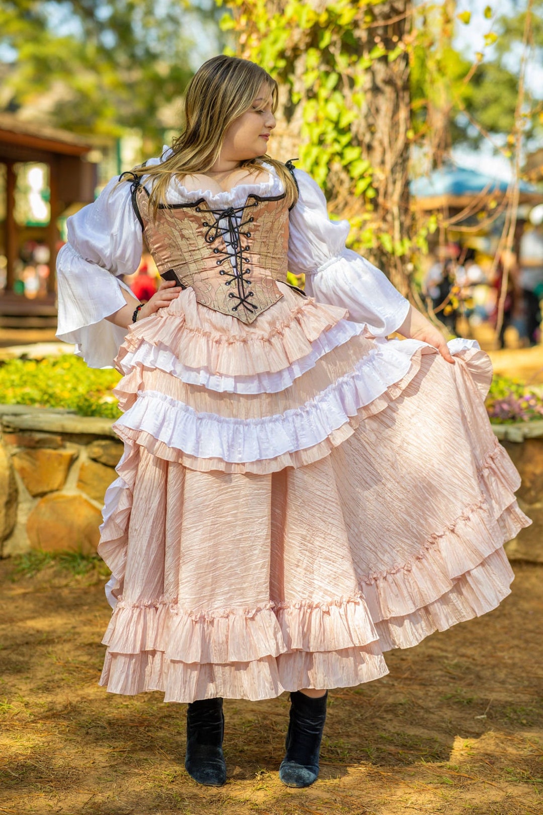 Maggie Girls' Tiered Skirt - Wild West Pink