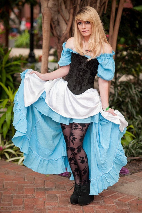 Alice in Wonderland Inspired Corset Costume, Steampunk, Victorian, Cosplay,  Halloween, Romantic, Princess, Fairy Tale Fantasy, Lewis Carroll 