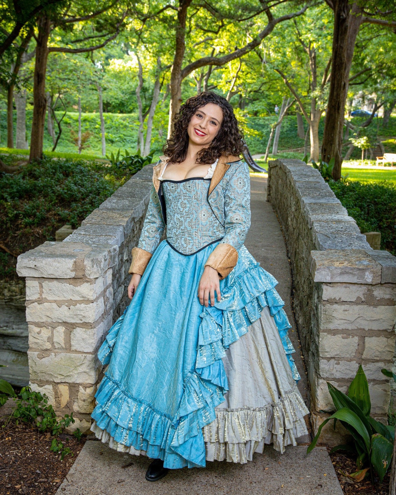 blue pirate dress The and Gold Costume With Cropped Jacket, Corset, Renaissance, Pirate, Mermaid Cosplay, Fairy, Renaissance Costume, Ballgown Pirate coat