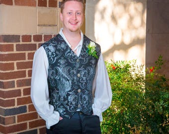 Men's Victorian Vest, Custom Costume, Steampunk, Western, Renaissance, Fancy Fabric, Wild West, Dustpunk, Ren Faire