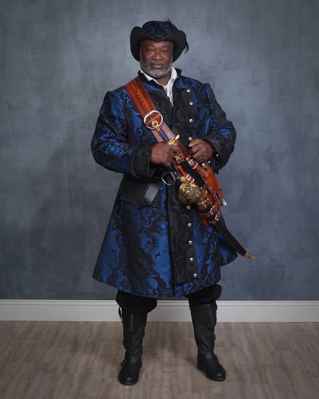 Blue and Black Captains Coat, Pirate Coat, Renaissance, Steampunk ...