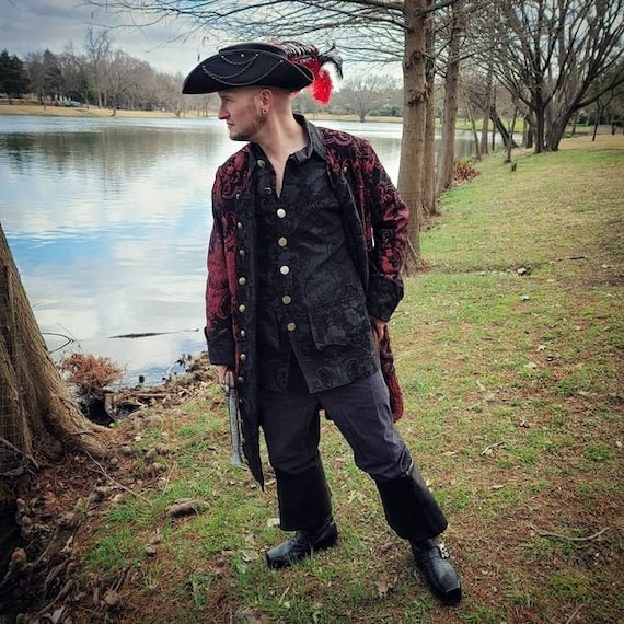 Red and Black Captains Coat Pirate Renaissance Victorian