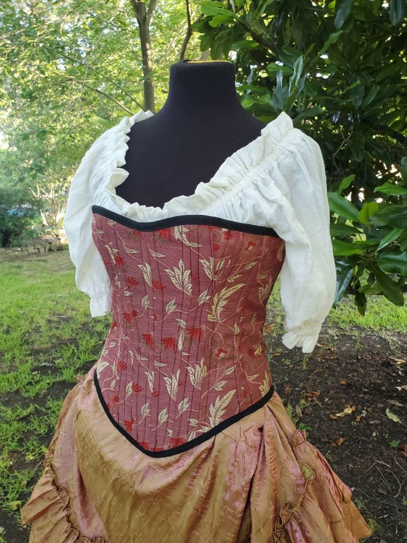 Renaissance Pink and Gold with Red Corset, Victorian, Festival, Ren Fair, Costume, Steel Boned Corset, Fairycore, Cottagecore, Pirate image 3